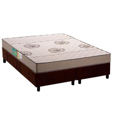 Imagem de Conjunto Box Queen Colchão Espuma Polar D33 Pérola Clean + Base Crc Suede Brown (158x198)
