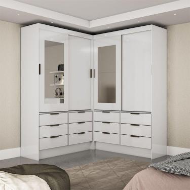 Imagem de Closet Casal Sevilha 4pts Com Espelho 12gvts Carioca Móveis Branco