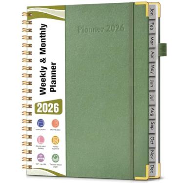 Imagem de Agenda A4 espiral 2026, janeiro de 2026 a dezembro de 2026, agenda diária de 12 meses, 21,6 x 28 cm, agenda semanal e mensal, livro de calendário de capa dura, material escolar para trabalho, escola