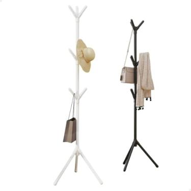 Imagem de Cabideiro De ChãO Com 9 Ganchos - Design Compacto Para Organizar Roupas, Gravatas E Cintos(Branco)