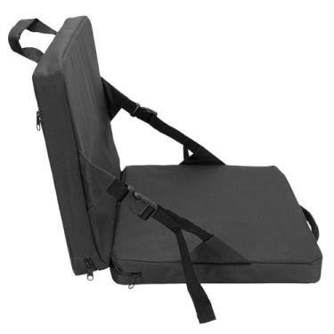 Imagem de Jectse Almofada para Estádio Com Encosto, Alça Portátil, Cadeira Dobrável Acolchoada Grossa para Sentar Confortável Durante Atividades Ao Ar Livre (Preto)