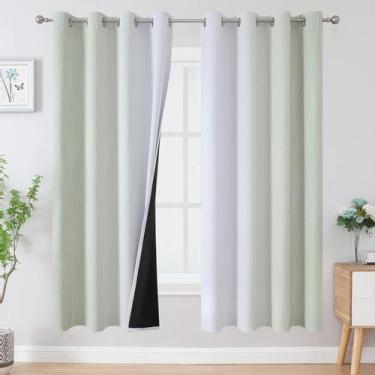 Imagem de Cortinas Estelar Textiler Verde Sálvia Branco Acinzentado 132x183cm