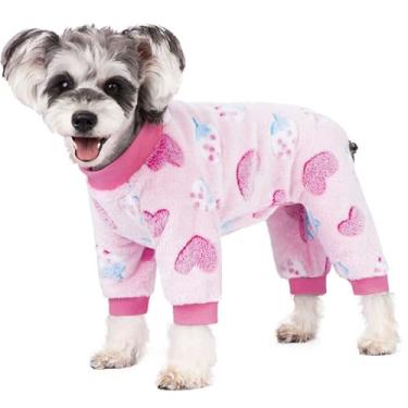 Imagem de Pijamas para cães pequenos, macacão de inverno para cachorro, macacão quente de veludo, bodies para cachorrinhos, roupas de inverno para meninas e meninos e cães para chihuahua, yorkie, xícara de chá,