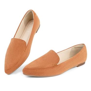 Imagem de MUSSHOE Mocassins femininos confortáveis de bico fino com espuma viscoelástica, Camurça bege, 36