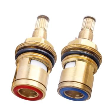 Imagem de Evponk 2 peças de substituição de válvulas de torneira universais, cartucho de haste de disco de cerâmica de latão, válvula de torneira de 1/5.1 cm, 20 estrias, válvulas de cartucho de torneira quente