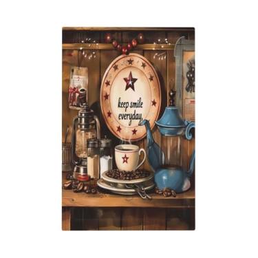 Imagem de DWBGUO Capa decorativa de placa de interruptor com grãos de café vintage design de placa de madeira retrô 1 gangue sem dispositivo único capas de tomada em branco placa de parede capas de interruptor