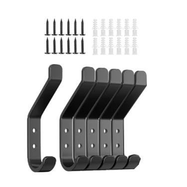 Imagem de JZZNNFEZN Ganchos de parede para pendurar, pacote com 6 ganchos decorativos para mochila, toalhas, bolsas, roupas, mudroom, banheiro, porta, preto