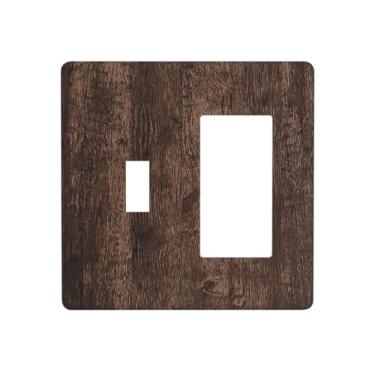 Imagem de Capas de tomada rústica marrom escuro grão de madeira 1 interruptor 1 interruptor de parede decorativo placa de interruptor elétrico placa de cobertura para decoração de quarto de fazenda