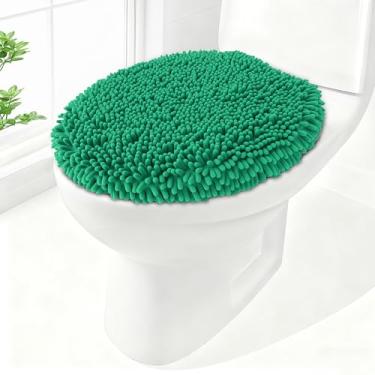 Imagem de BAAHRNOM Tampa de vaso sanitário de chenille macia, capa sólida para assento de vaso sanitário, 44,5 cm x 38 cm, macia e absorvente, lavável na máquina, cabe na maioria das tampas redondas, alongadas