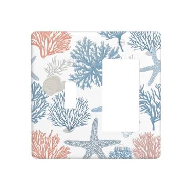 Imagem de JDAKHD Cobertura decorativa de mármore granito cordilheira vale natureza sol capa de placa de parede 2 gangues azul interruptor interruptor elétrico placa de interruptor banheiro quarto