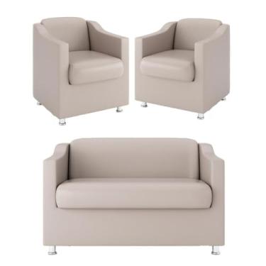 Imagem de Kit 02 Poltrona Decorativa+ Sofá Namoradeira – Balaqui Decor Cor:bege