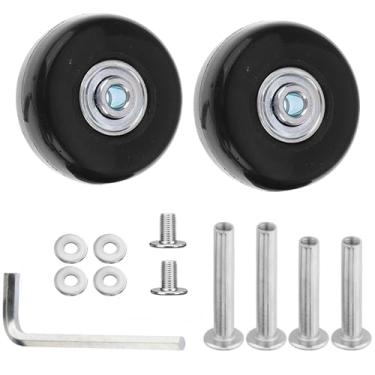 Imagem de Qigfucm 50 x 14mm Small Luggage Wheels Replacement, 2pcs Universal Smooth Swivel Caster Wheels, Silent Black Rubber Suitcase Trolley Wheels Repair Kit