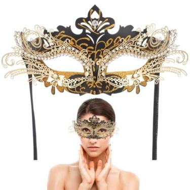 Imagem de Máscara veneziana de metal para mulheres, máscara brilhante, máscara de formatura para eventos temáticos e cosplay, máscara de Halloween, máscara de baile de máscaras de strass, máscara de carnaval