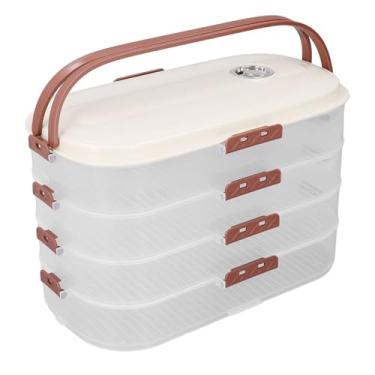 Imagem de Atyhao Caixa de Armazenamento para Freezer de Bolinho de Massa, Feita de PP Resistente a Estilhaços, Armazenamento de Alimentos Em 4 Camadas, Alça Conveniente para Frescor Duradouro,