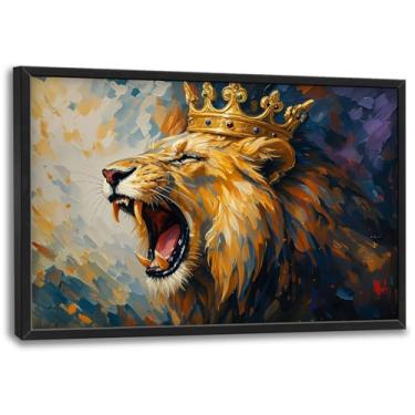 Imagem de Leão grande arte de parede imagens de leão decoração de parede animal impressões de arte emolduradas pinturas para sala de estar quarto sala de jantar escritório 61 cm x 91 cm