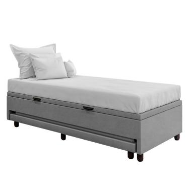 Imagem de Bicama Box Baú Solteirão 96x188 Cm Samy S05 Veludo Cinza - Mpozenato
