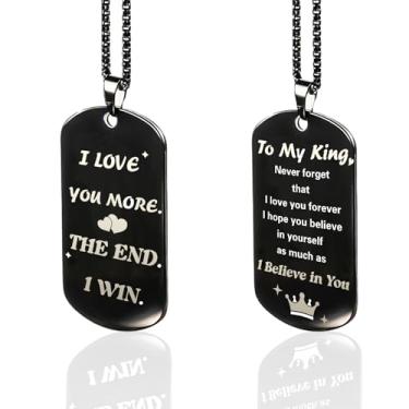 Imagem de EGHTvmok Presentes para namorado, Natal, Natal, fofo, namorado, presente exclusivo, doce aniversário para ele, formatura, aniversário de 6 meses e 1 ano, colar de corrente com etiqueta de cachorro