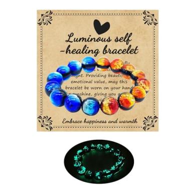 Imagem de Zyuzles Pulseira de vidro Firefly que brilha no escuro pulseira de vidro com tema planeta pulseira de autorcura incentiva presentes de bênção para homens e mulheres, standard, Vidro, Sem Pedra