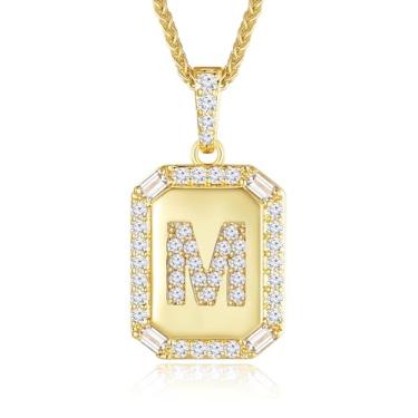 Imagem de Peeshow Colares femininos com inicial de ouro 18 quilates, colar de corrente com pingente de letra delicada, joias femininas de ouro, presentes para mulheres, esposa, mãe, filhas, aniversário