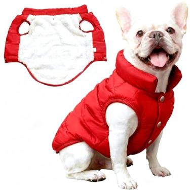 Imagem de Asmea Casaco de inverno para cães, quente, de lã, impermeável, para cães pequenos, à prova de vento, roupas de cachorro de Natal para clima frio, vermelho, P