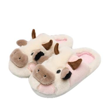 Imagem de Pantufas de vaca para crianças pequenas, meninos e meninas, pantufa de pelúcia macia, animal fofo, inverno, confortável, quente, felpudo, espuma de memória, antiderrapante, fofo, para uso interno e