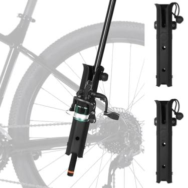 Imagem de 2 peças de suportes de vara de pesca rotativos para bicicletas, suportes de vara ajustáveis com bases de montagem e cordas elásticas, adequado para carros de praia, serve para trilhos de 0,75-1,25 Od