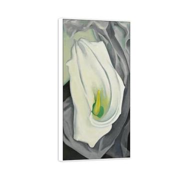 Imagem de BMZFYBS Georgia O'Keeffe famosa arte de parede impressões em tela pronto para pendurar - quadro branco Calla Lily-White para decoração de sala de estar 50 x 100 cm 20 x 39 pol