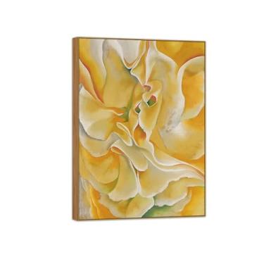 Imagem de BMZFYBS Georgia O'Keeffe Famosas Impressões em tela de parede prontas para pendurar - Pintura de moldura de madeira de ervilhas doces amarelas para decoração de sala de estar 70 x 100 cm 27 x 39 pol