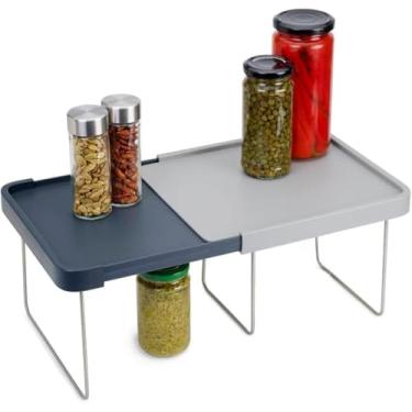 Imagem de Organizador de Armário Expansível, Prateleira Extra para Cozinha com Suportes de Metal, Empilhável para Utensílios e Temperos