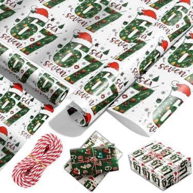 Imagem de Rolo de papel de embrulho de Natal 67, papel de embrulho de meme, 43 cm x 4,7 m enrolado embalado - 67 meme Engraçado para presente de Natal adolescente, Papai Noel 67 meme, exclusivo 67 papéis de