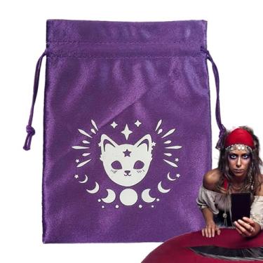Imagem de Shakven Bolsa com cordão de tarô, bolsa para cartas de tarô, Bolsa de armazenamento com cordão de veludo, Porta-cartões de tarô multifuncional, bolsa de dados e tarô, acessórios de tarô, bolsas macias