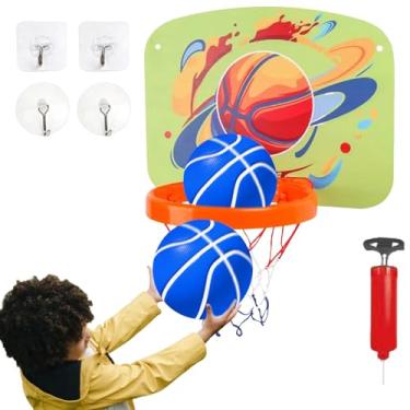 Imagem de Shakven Cesta de basquete interna, aros de montagem em parede,Aro pequeno dobrável iluminado dentro da cesta de basquete - Sobre a cesta de basquete portátil ajustável para varanda de escritórios