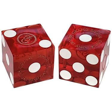 Imagem de Cyber-Deals Ampla seleção de pares de dados de dados de 19 mm - dados autênticos do Nevada Casino (Grand Sierra Resort (Reno) - vermelho polido, não combinando)