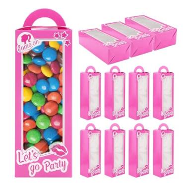 Imagem de iayokocc 12 peças de caixas de presente de boneca rosa, caixas de doces rosa, adereços de festa, sacolas de lembrancinhas, recipiente de doces para meninas e mulheres, suprimentos de decoração de