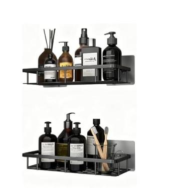 Imagem de KIT Suporte De Shampoo Prateleiras De Banheiro Sem Furo Premium - Organizador de Banheiro Adesivo, Prateleira para Box com Adesivo Forte(KIT 2 -Retangular -preto)