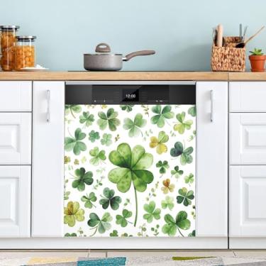 Imagem de ATTX Capa magnética para lava-louças do trevo do Dia de São Patrício, 58,4 cm C x 66 cm A, decoração da capa da máquina de lavar louça, decalques para armários domésticos e eletrodomésticos adesivos