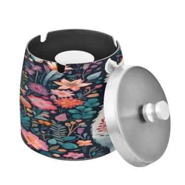 Imagem de Blueangle Cinzeiro de alpaca com tampa para cigarros, à prova de vento/chuva, aço inoxidável, sem fumaça, inodoro, cinzeiro para uso interno ou externo (154)