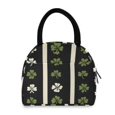 Imagem de GUIJI Lancheira Lucky Leaf listrada, reutilizável, à prova de vazamento, lancheira para mulheres e homens, lancheira térmica para trabalho e viagens