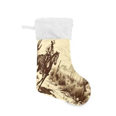 Imagem de Blueangle 1 pacote de meias de Natal para meninos de vaca ocidental de 17,7 polegadas para decorações de festas de fim de ano, suportes de presente e meias (98)