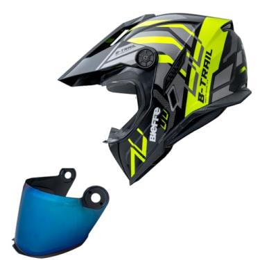 Imagem de Capacete Bieffe B-Trail Defender Amarelo Moto + Viseira Azul (62)
