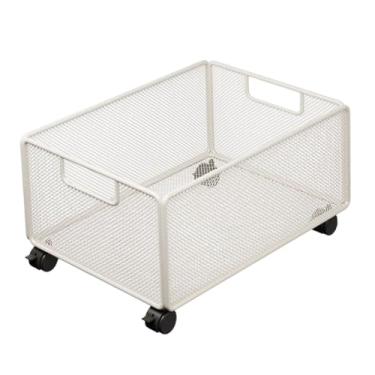 Imagem de Bothyi Carrinho de arquivo com rodinhas de malha, organizador de pastas suspensas com rodas, material de escritório, organizador móvel simples com rodinhas, 48x25x23cm