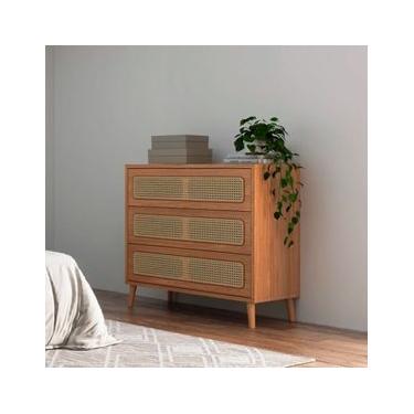 Imagem de Cômoda 3 Gavetas em MDF Palha Freijó 105x96x45 cm Dalla Costa