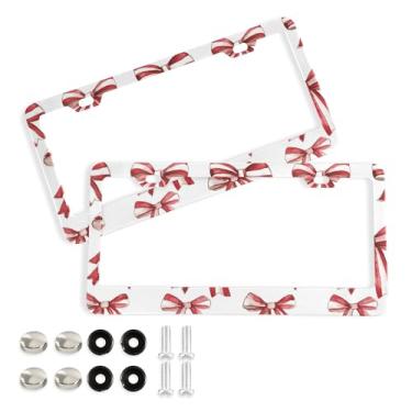 Imagem de SEHANY Lindas molduras de placa de licença de arco rosa, capas de moldura de alumínio à prova de ferrugem com orifícios elípticos e parafusos, serve para acessórios de carro de tamanho padrão de