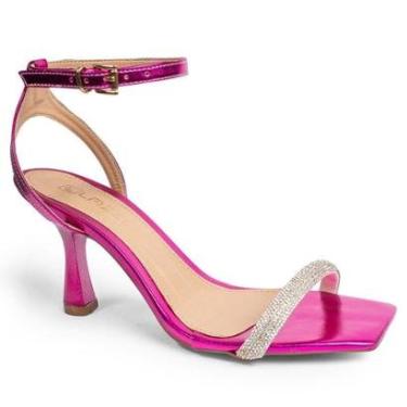 Imagem de Sandália Feminina Salto Taça Fino Médio FestaTira Strass Brilho-Feminino