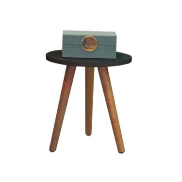 Imagem de Mesa De Canto Redonda Palito Lateral Sofa(Preto)