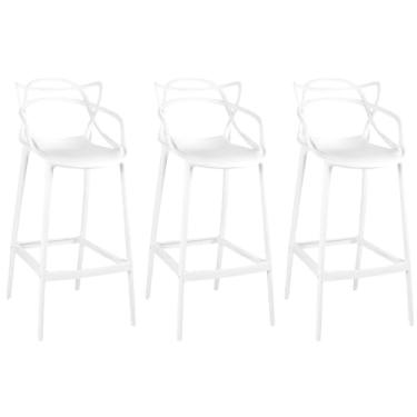 Imagem de Kit 3 Banqueta Alta Allegra com Encosto Design Cozinha/bancada - Branco