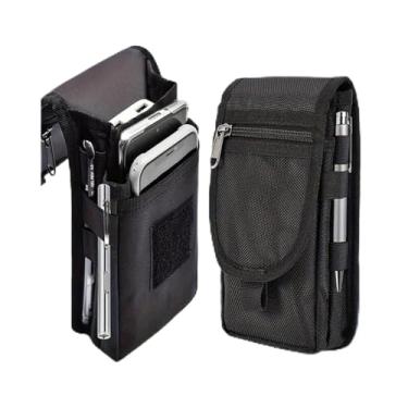 Imagem de Bolsa flip para cinto de telefone masculina – portátil, couro, casual, adequada para pessoas de meia-idade e idosos