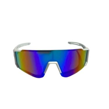 Imagem de Óculos de Sol Esportivo UV400, Design Moderno, Lentes Espelhadas Coloridas, Armação Durável em Policarbonato Proteção Anti-embaçamento, Narigueira Emborrachada (Branco e Roxo)