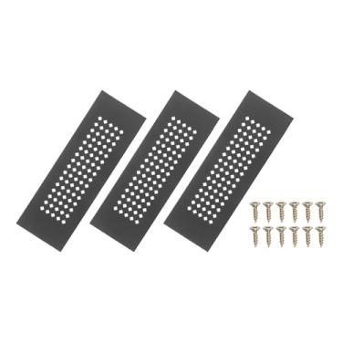 Imagem de PATIKIL Capa de ventilação de porta de 15 x 5 cm, 3 peças de cobertura de ventilação de grade de alumínio furo de diamante com parafusos de montagem para porta de teto de armário de guarda-roupa