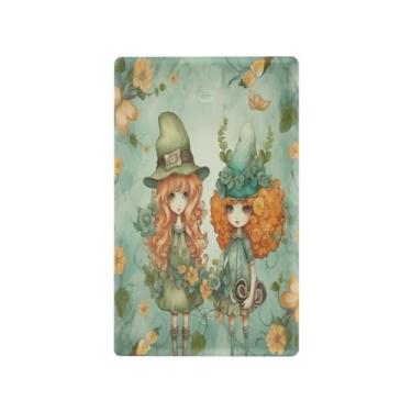 Imagem de Wassud Placa de cobertura para interruptor de luz para duas meninas em um chapéu, 1 capa de tomada em branco, placa de parede decorativa, decoração de casa, sala de estar, quarto